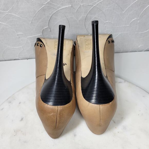 Aldo Stilettos Womens 39 US 8.5 Tan Leather Studded Rivets Platform‎ High Heels - Picture 13 of 15